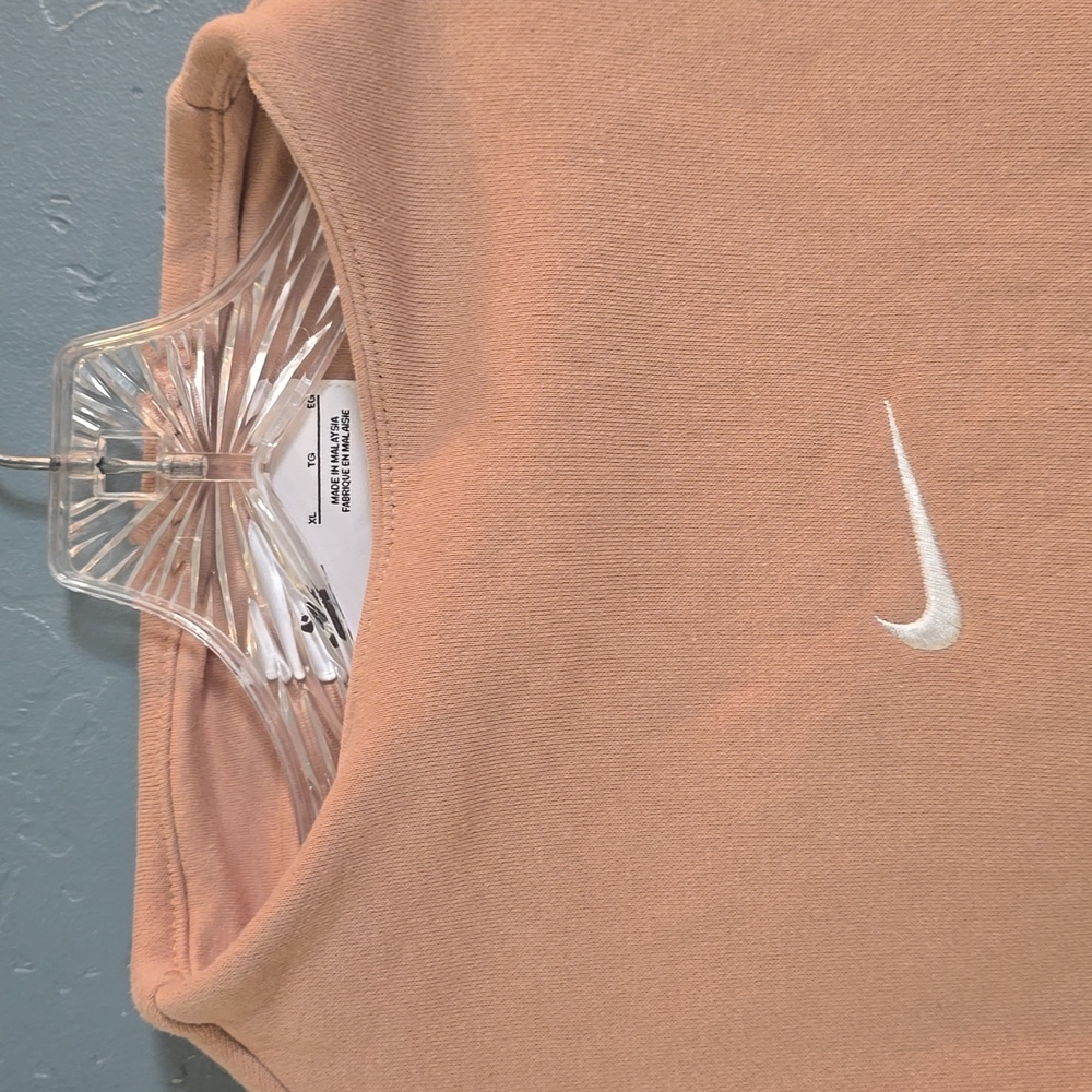 Nike collection fleece oversized crew neck sweatshirt in sand - Picture 3 of 8